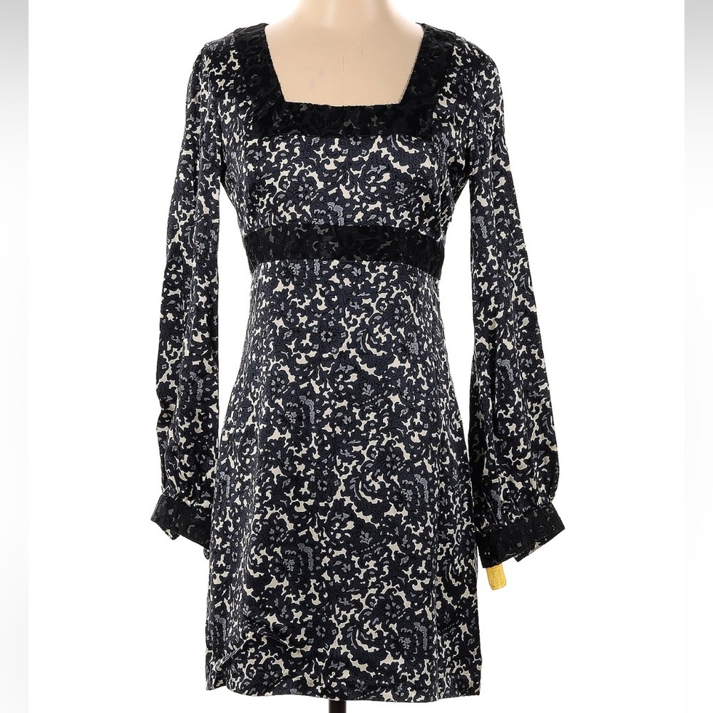Vintage Original MILLY New York Dress Black Floral 100% Silk 60's Lace Size 4